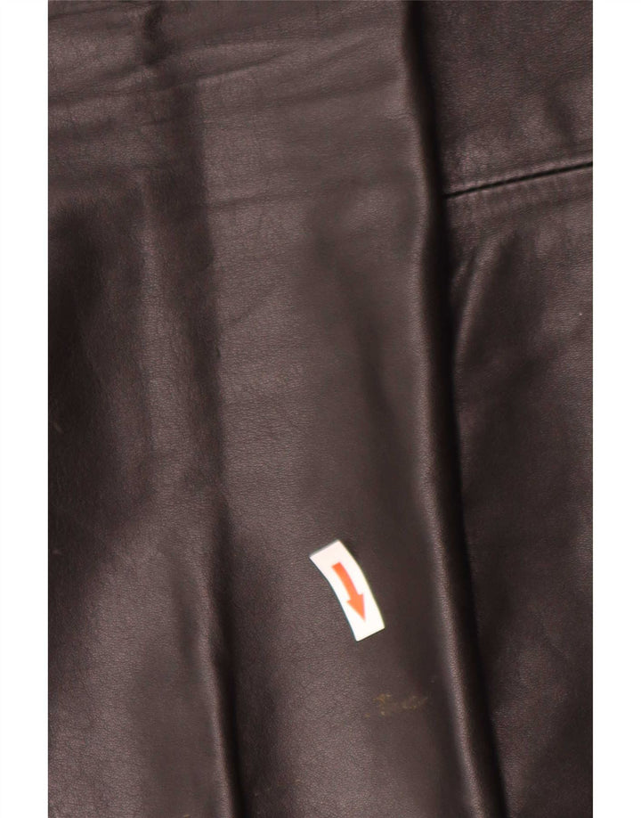 Pantaloni dritti in pelle vintage da uomo W34 L32 neri