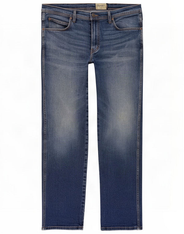 Wrangler Uomo Arizona Straight Jeans W38 L32 Blu Cotone