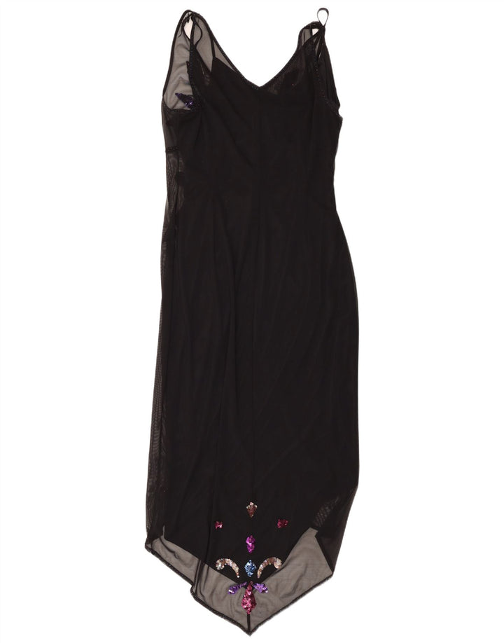 Abito asimmetrico senza maniche da donna Linea UK 14 Medium Black Paisley