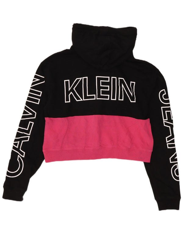 Maglione con cappuccio grafico da donna Calvin Klein Jeans UK 14 medio nero