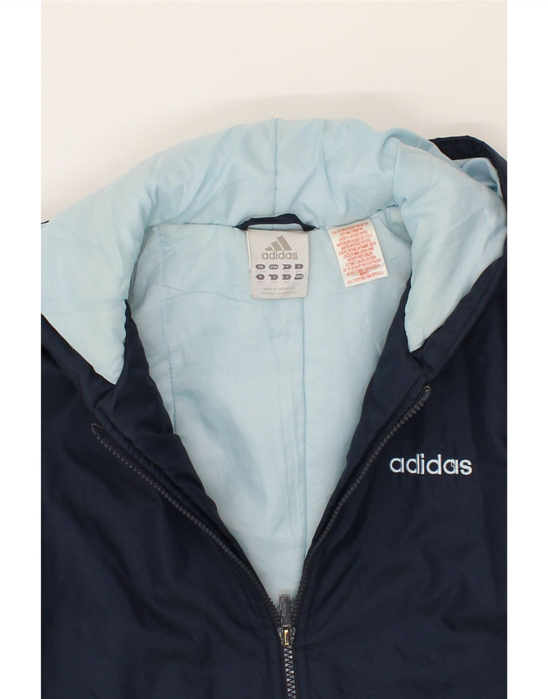 ADIDAS Boys Hooded Windbreaker Jacket 13-14 Years Navy Blue Polyester Vintage Adidas and Second-Hand Adidas from Messina Hembry 