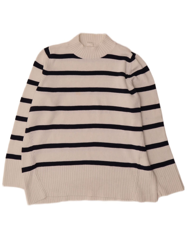 Maglione maglione da donna con collo alto Gap UK 18 XL cotone a righe bianche