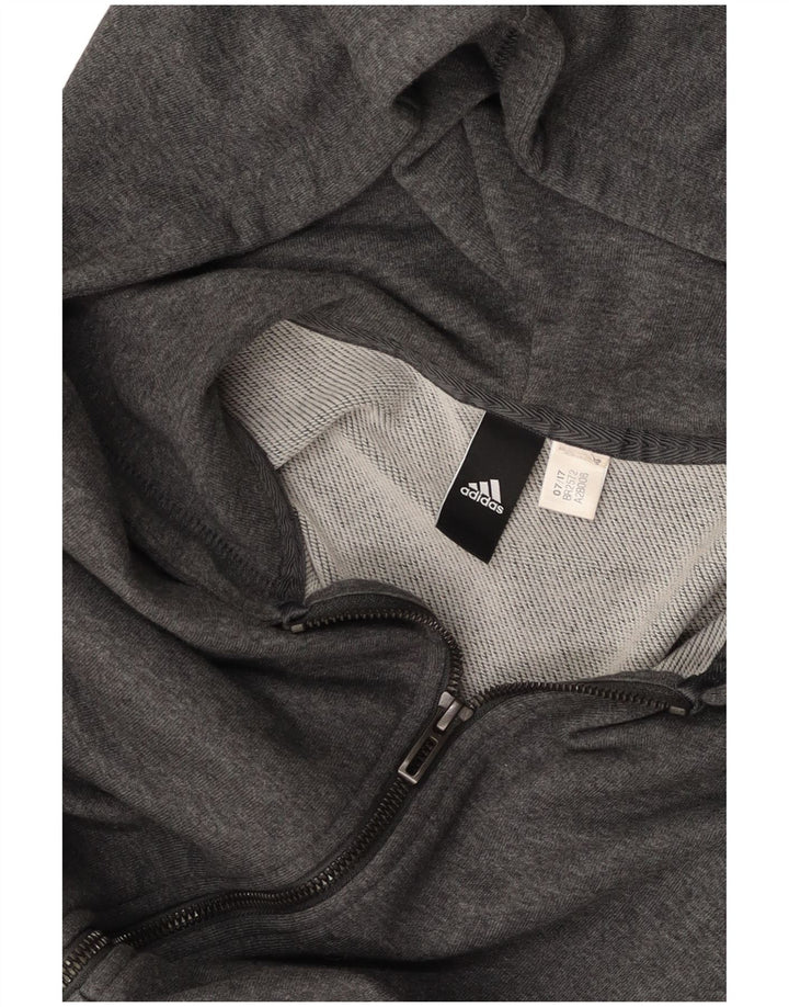 ADIDAS Womens Graphic Zip Hoodie Sweater Small Grey Cotton