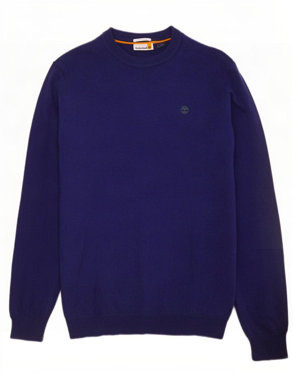 Maglione maglione girocollo da uomo Timberland medio blu navy in lana merino