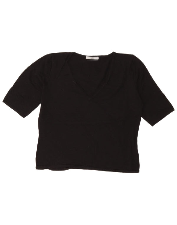 T-shirt corta da donna Marks & Spencer UK 16 grande viscosa nera