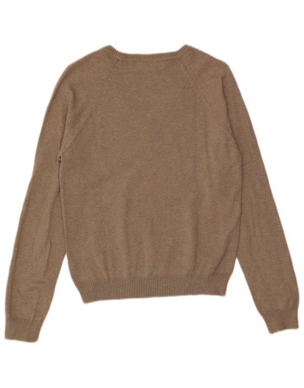 Maglione maglione con scollo a V da donna Zara UK 18 XL cotone marrone
