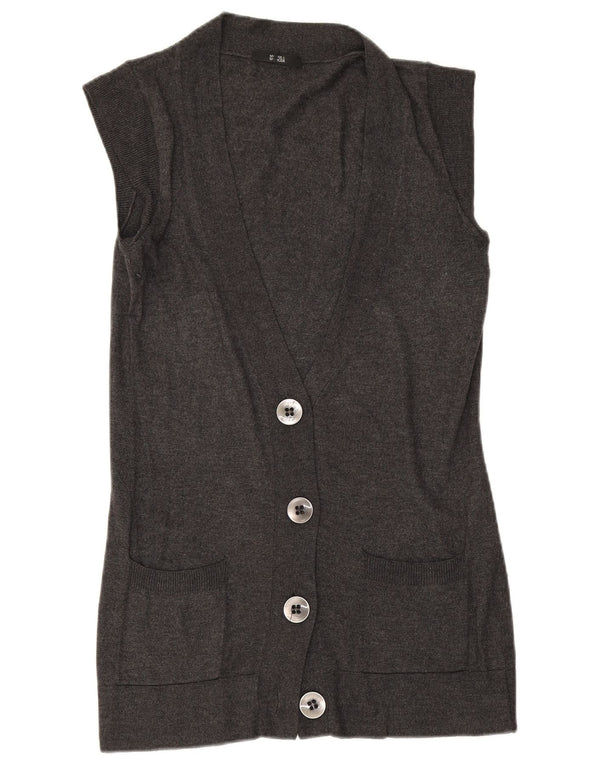 Maglione cardigan senza maniche da donna Marks & Spencer UK 12 Grigio medio