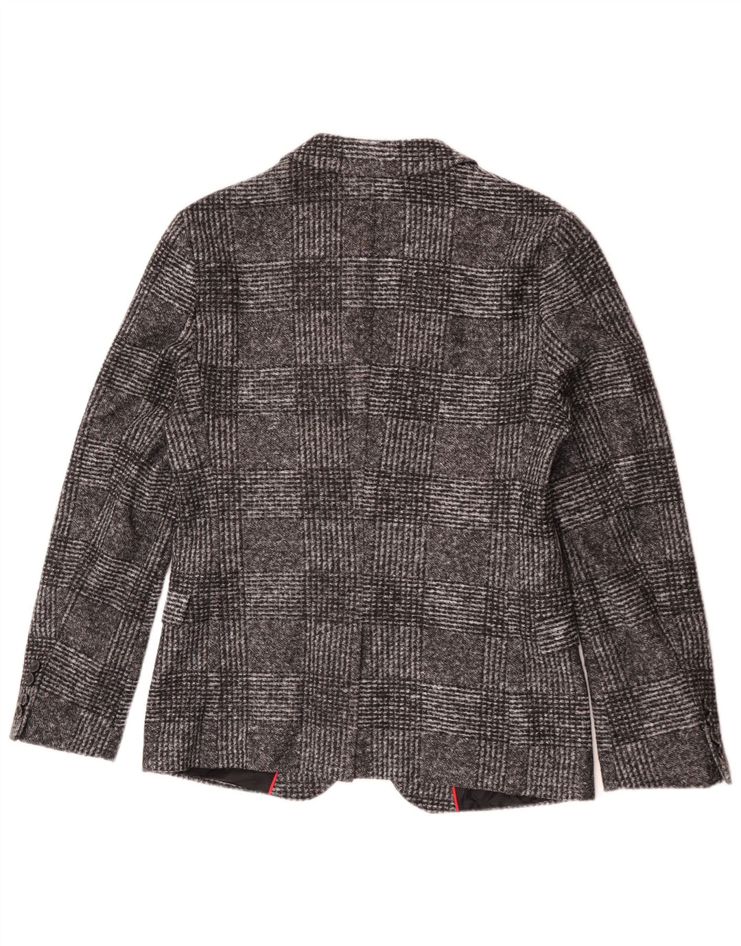 Giacca blazer da uomo a 2 bottoni Hugo Boss EU 46 piccolo poliacrilico a quadri grigi