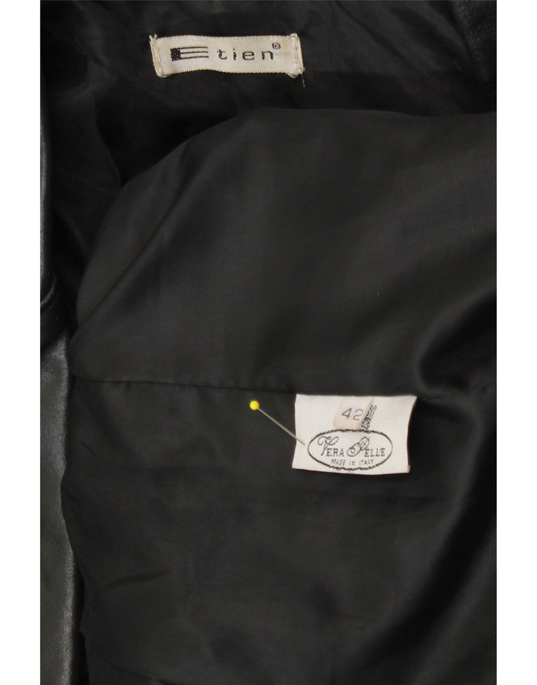 Cappotto in pelle vintage da donna IT 42 medio in pelle nera