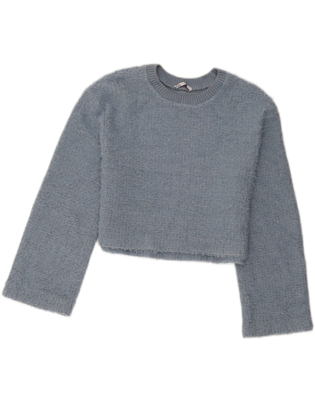 Maglione corto girocollo da donna Zara UK 14 Poliestere blu medio