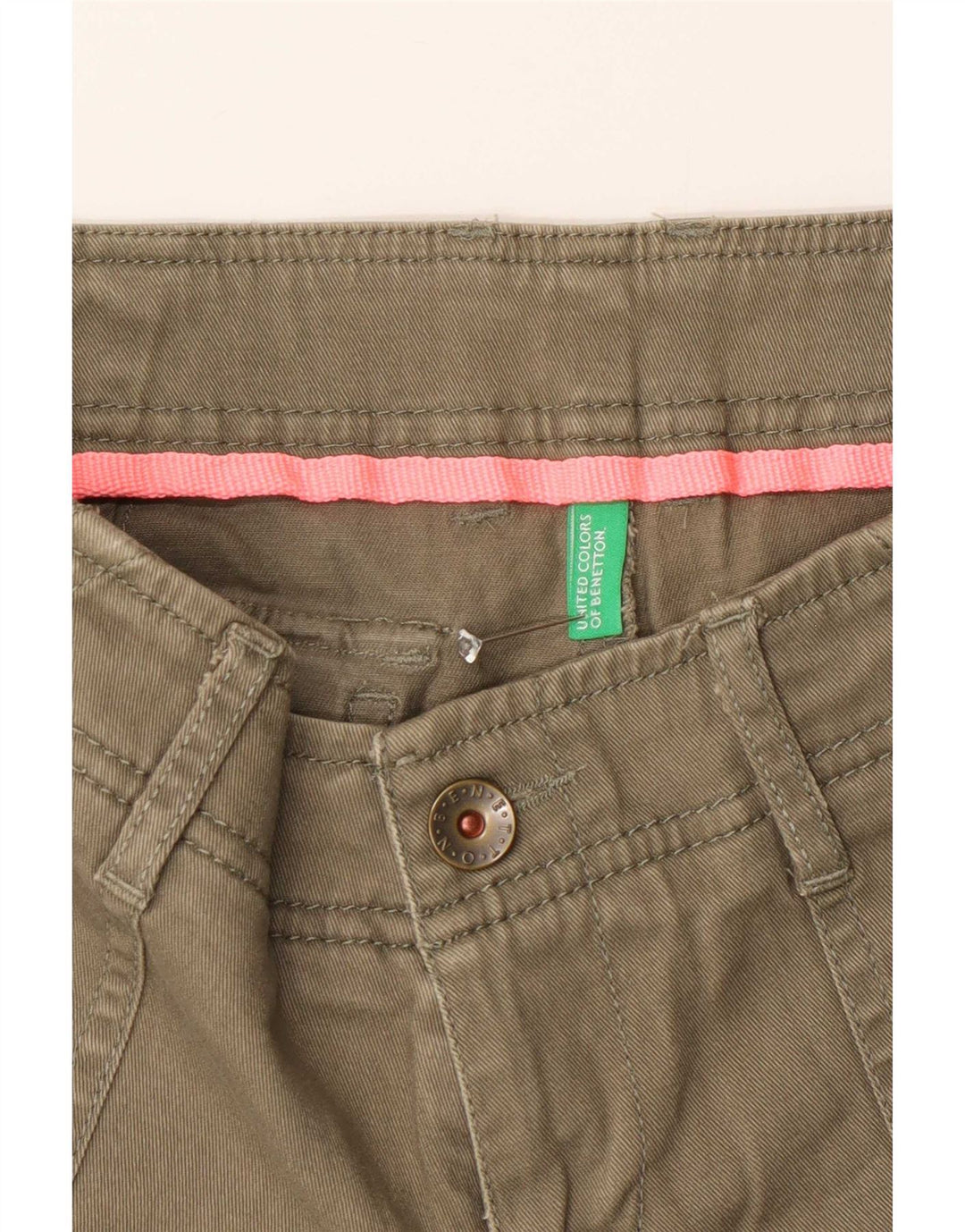 Pantaloni caldi denim da donna Benetton W28 cotone kaki medio