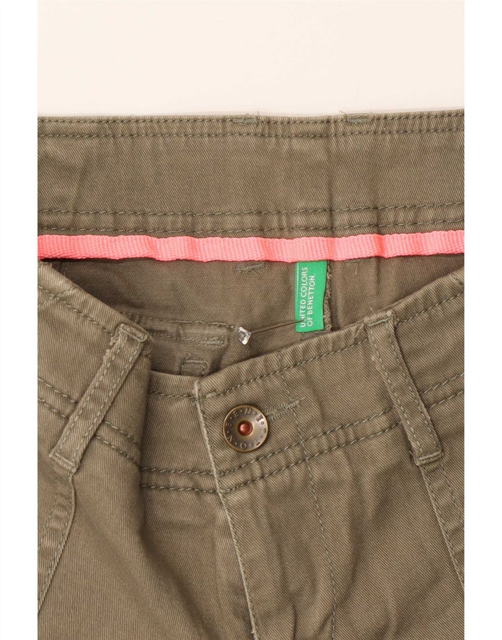 Pantaloni caldi denim da donna Benetton W28 cotone kaki medio