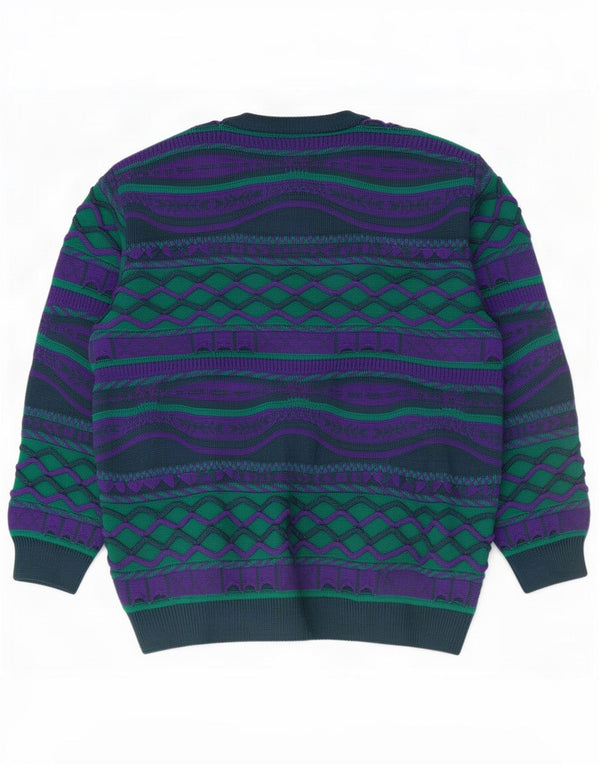 Maglione cardigan da donna La Dame UK 16 Grande acrilico geometrico viola