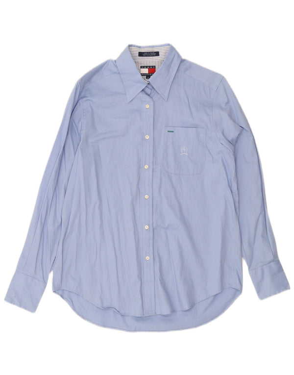 TOMMY HILFIGER Camicia oversize da donna US 2 XS Cotone gessato blu