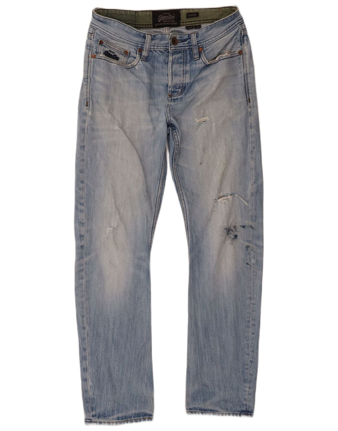 Jeans larghi invecchiati da uomo Superdry W30 L30 cotone blu