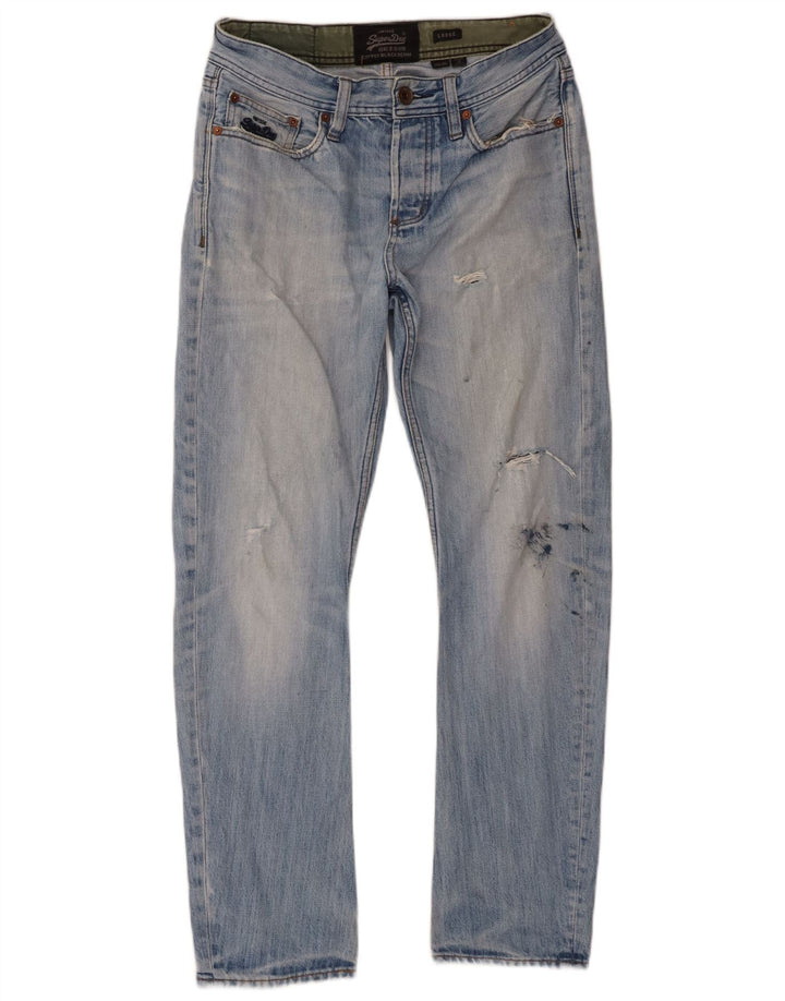 Jeans larghi invecchiati da uomo Superdry W30 L30 cotone blu