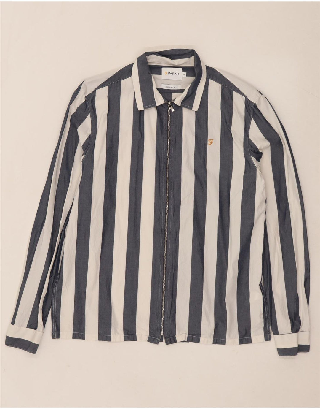 FARAH Camicia casual da uomo in cotone a righe medie blu navy