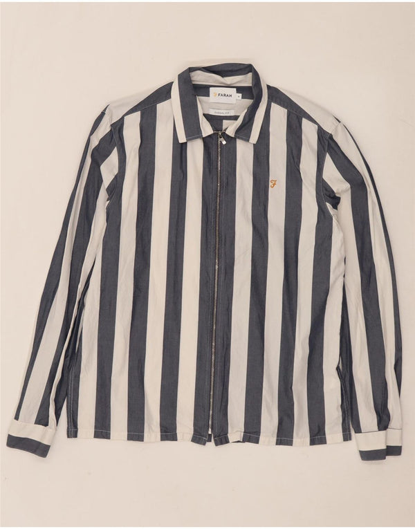 FARAH Camicia casual da uomo in cotone a righe medie blu navy