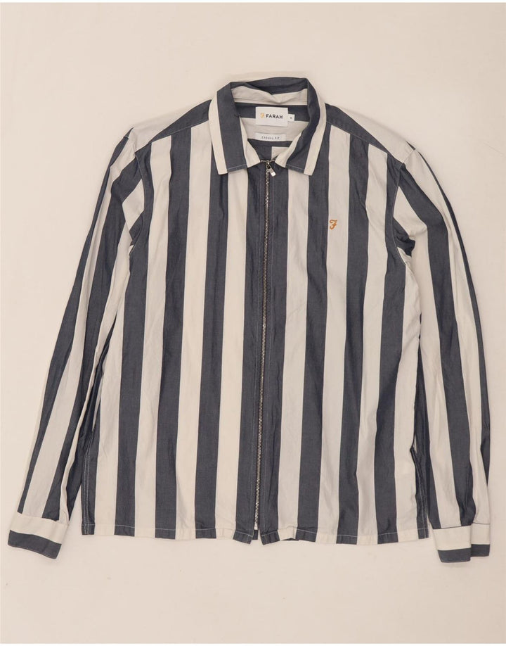 FARAH Camicia casual da uomo in cotone a righe medie blu navy
