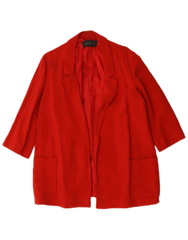 Giacca blazer aperta da donna con maniche a 3/4 Zara UK 16 grande rossa