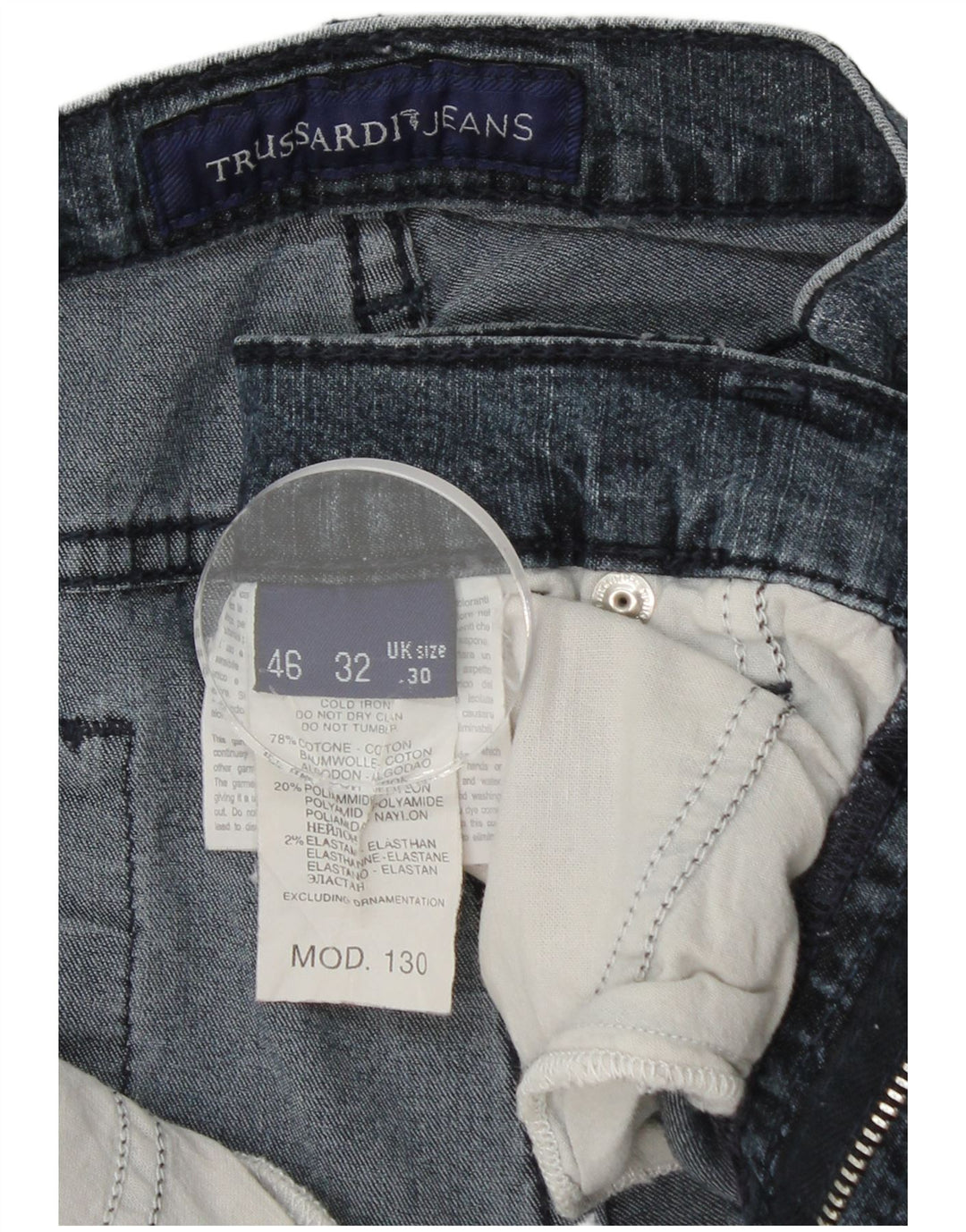 TRUSSARDI Womens Straight Jeans W30 L30 Navy Blue Cotton