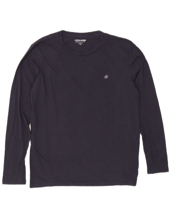 Jack & Jones Top da uomo a maniche lunghe grande in cotone blu navy