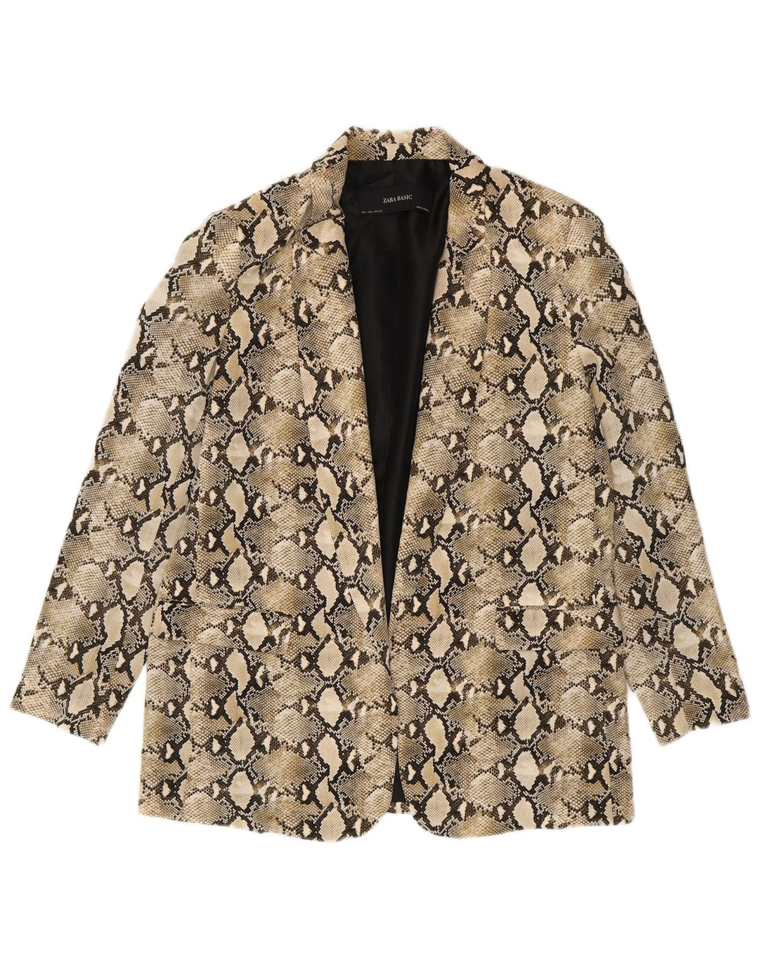 Giacca blazer da donna Zara UK 14 Grande poliestere con stampa animalier beige