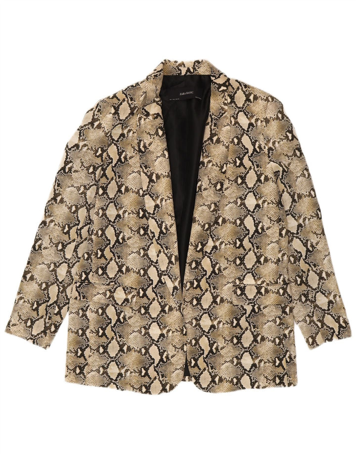 Giacca blazer da donna Zara UK 14 Grande poliestere con stampa animalier beige