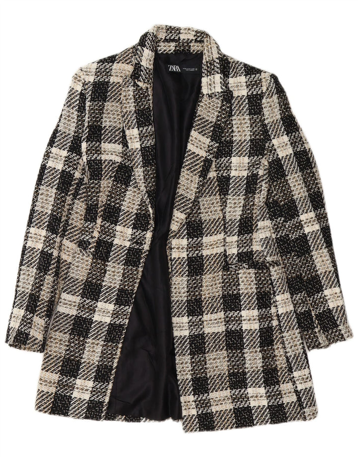 Soprabito aperto da donna Zara UK 6 XS acetato nero a quadri