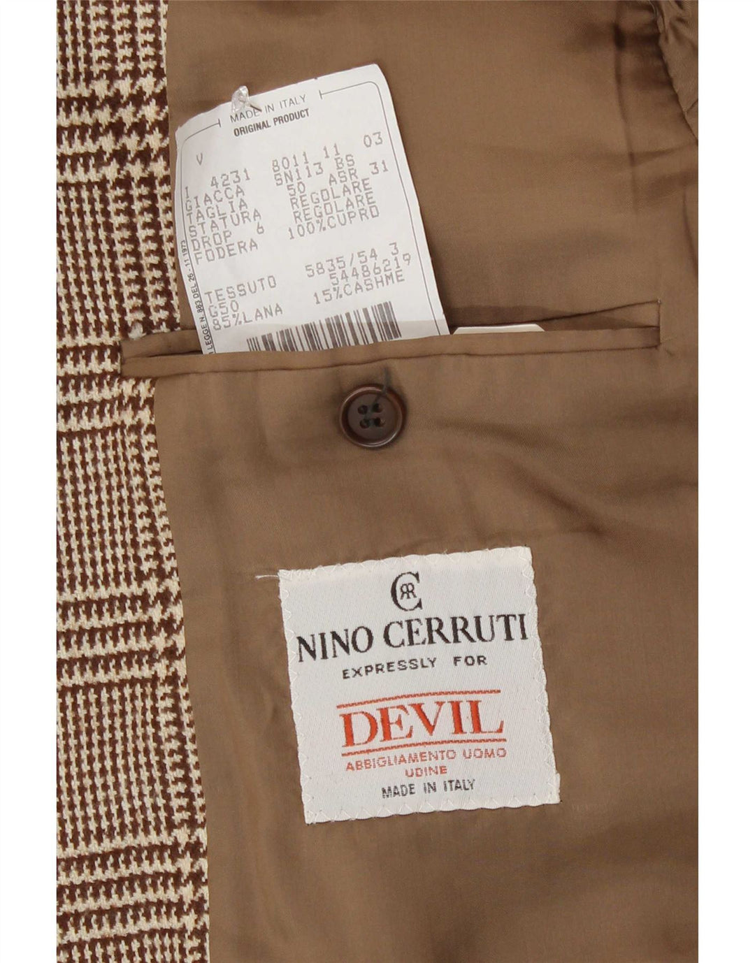 Giacca Blazer da Uomo a 2 Bottoni Nino Cerruti IT 50 Large in Lana Pied De Poule Marrone
