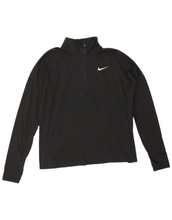 Top della tuta da ginnastica Nike Dri Fit con collo e zip da donna, UK 14, medio, nero