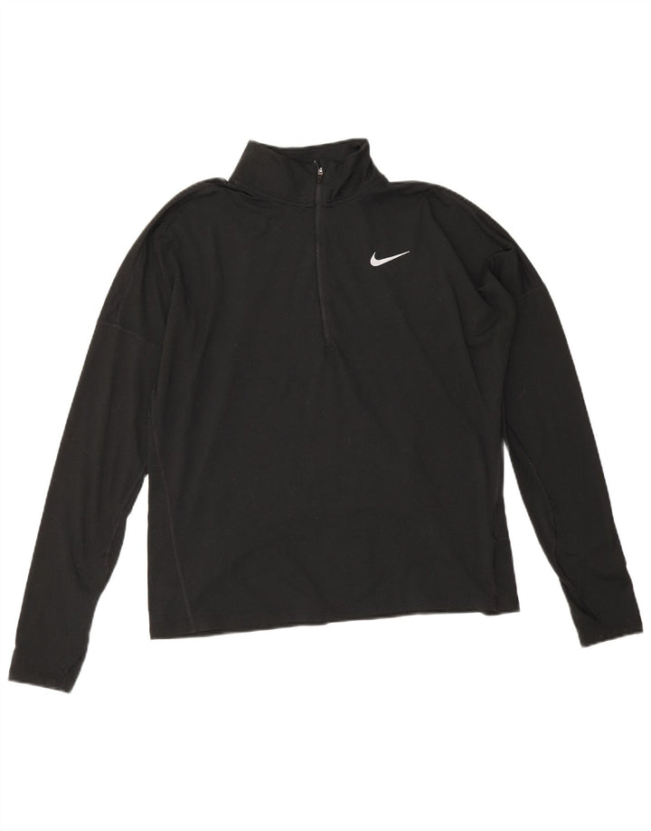 Top della tuta da ginnastica Nike Dri Fit con collo e zip da donna, UK 14, medio, nero