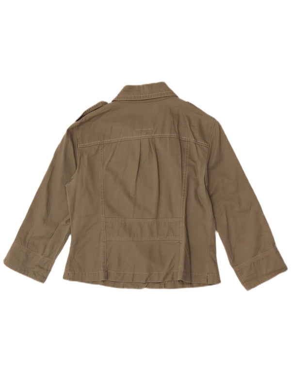 Giacca militare da donna con maniche a 3/4 DKNY UK 14 cotone kaki medio
