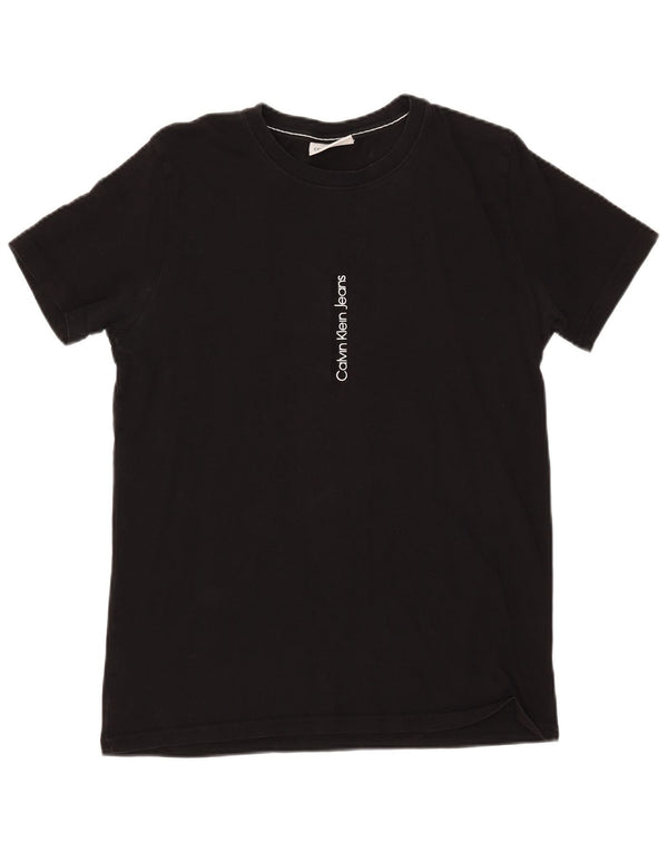 Maglietta grafica da donna Calvin Klein Jeans Top UK 14 cotone nero medio