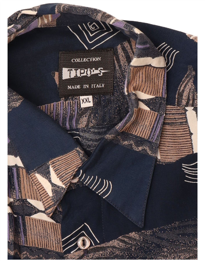 Camicia a maniche corte da uomo Tipo' S 2XL Patchwork blu navy