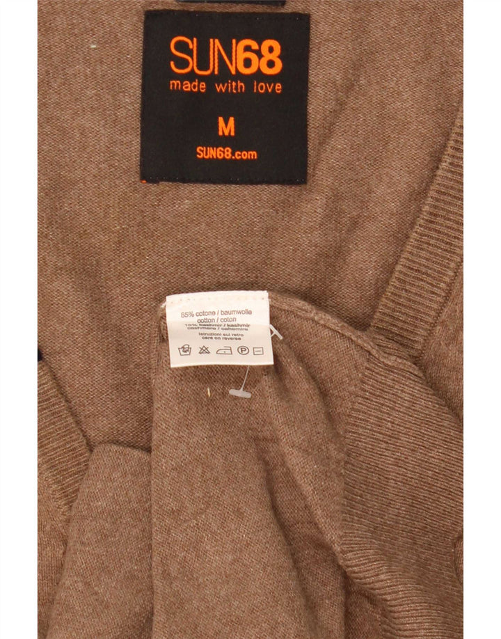 Maglione cardigan da uomo Sun68 in cotone beige medio