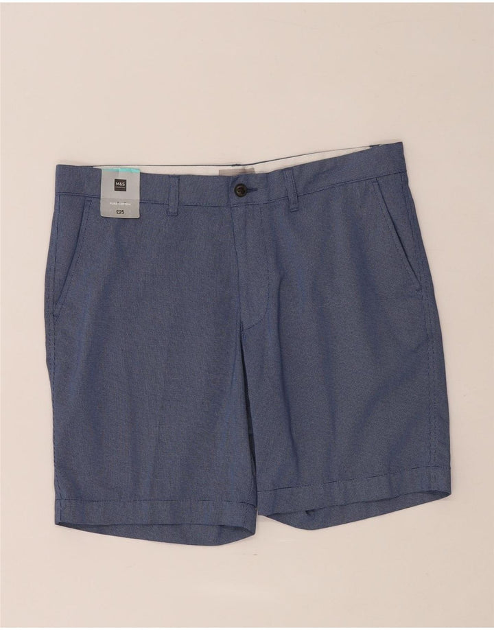 Pantaloncini chino da uomo Marks & Spencer W34 grandi cotone maculato blu
