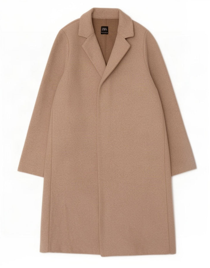 Soprabito aperto da donna Zara UK 16 grande poliestere beige