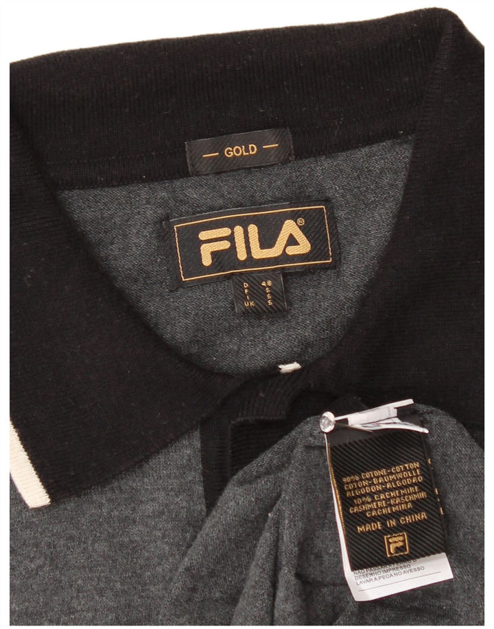 Polo da uomo Fila Small in cotone color block grigio