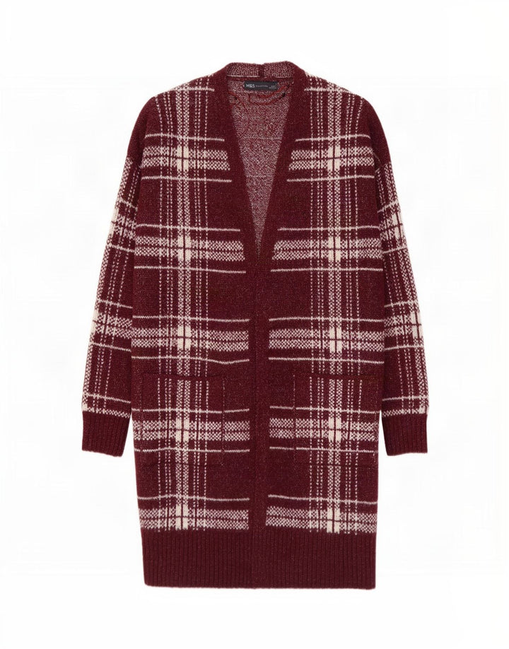 Maglione cardigan lungo da donna Marks & Spencer UK 14 Bordeaux medio