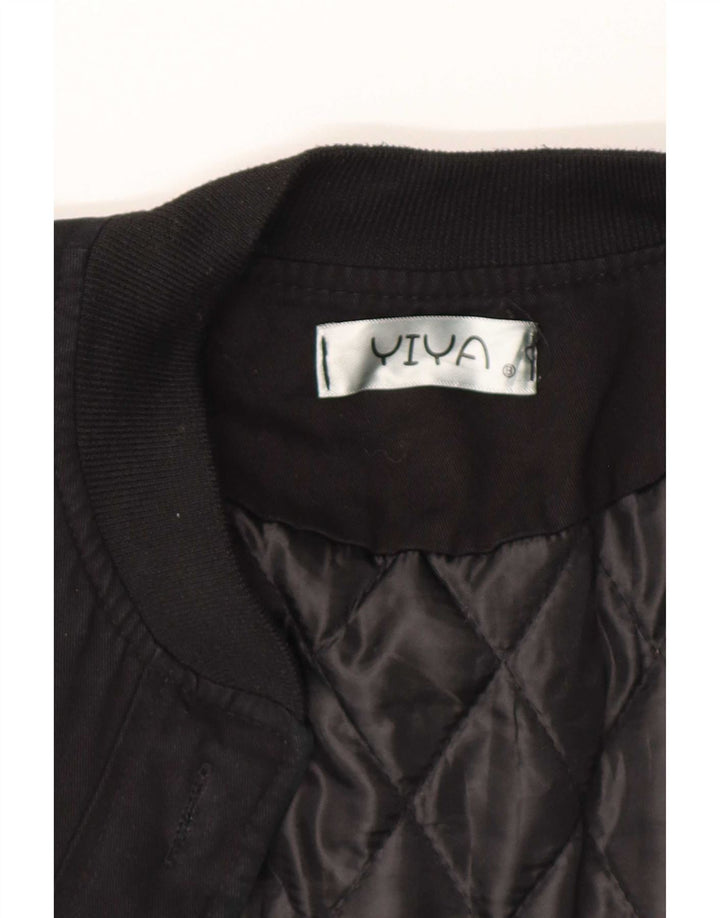 Giubbotto bomber oversize con grafica vintage da donna UK 18 XL Nero