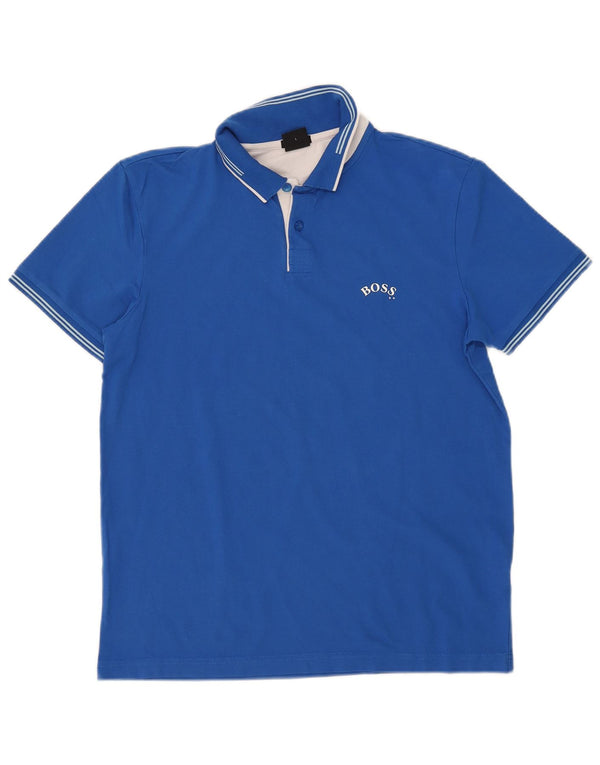 Hugo Boss Mens Slim Fit Polo Shirt Large Blue Cotton