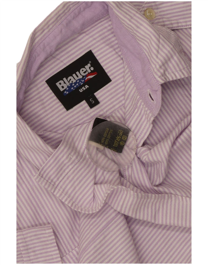 Camicia Blauer Uomo Manica Corta Piccola Viola Gessata in Cotone