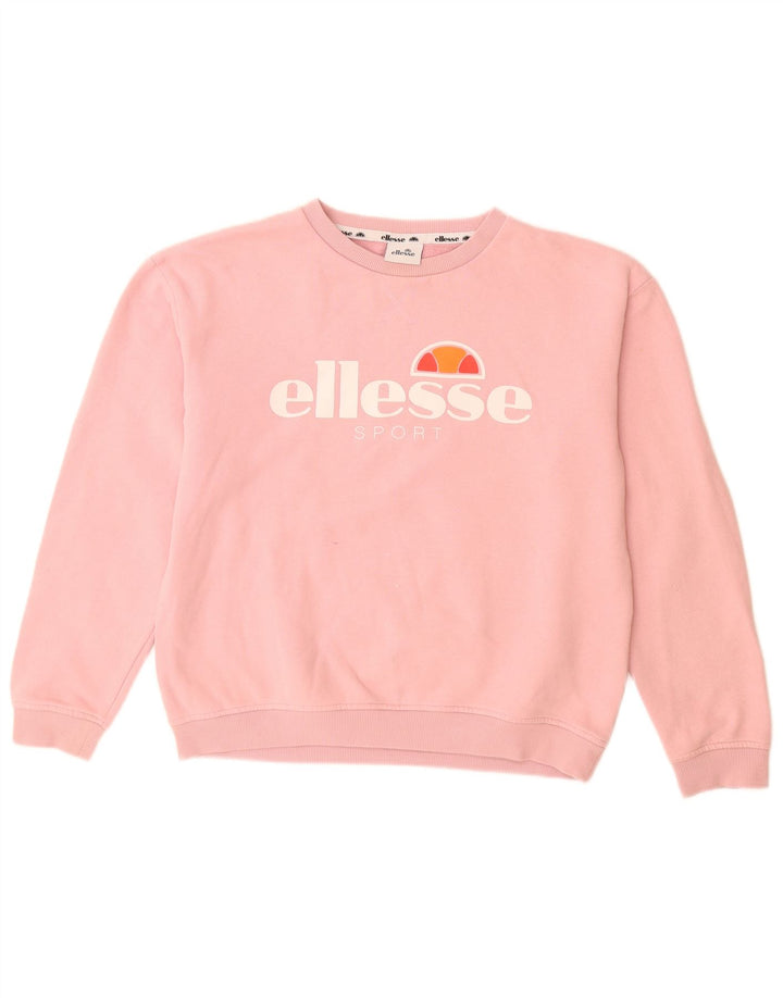 ELLESSE Felpa con grafica da donna Maglione UK 12 Cotone rosa medio