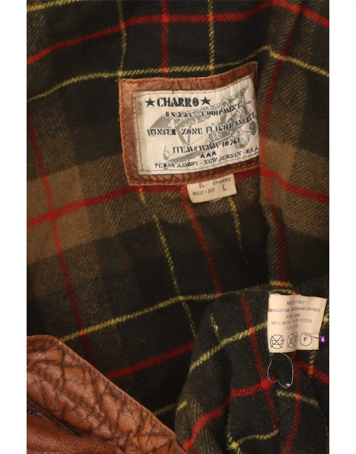 Giacca in pelle con cappuccio da uomo Charro UK 40 Large Pelle color block marrone