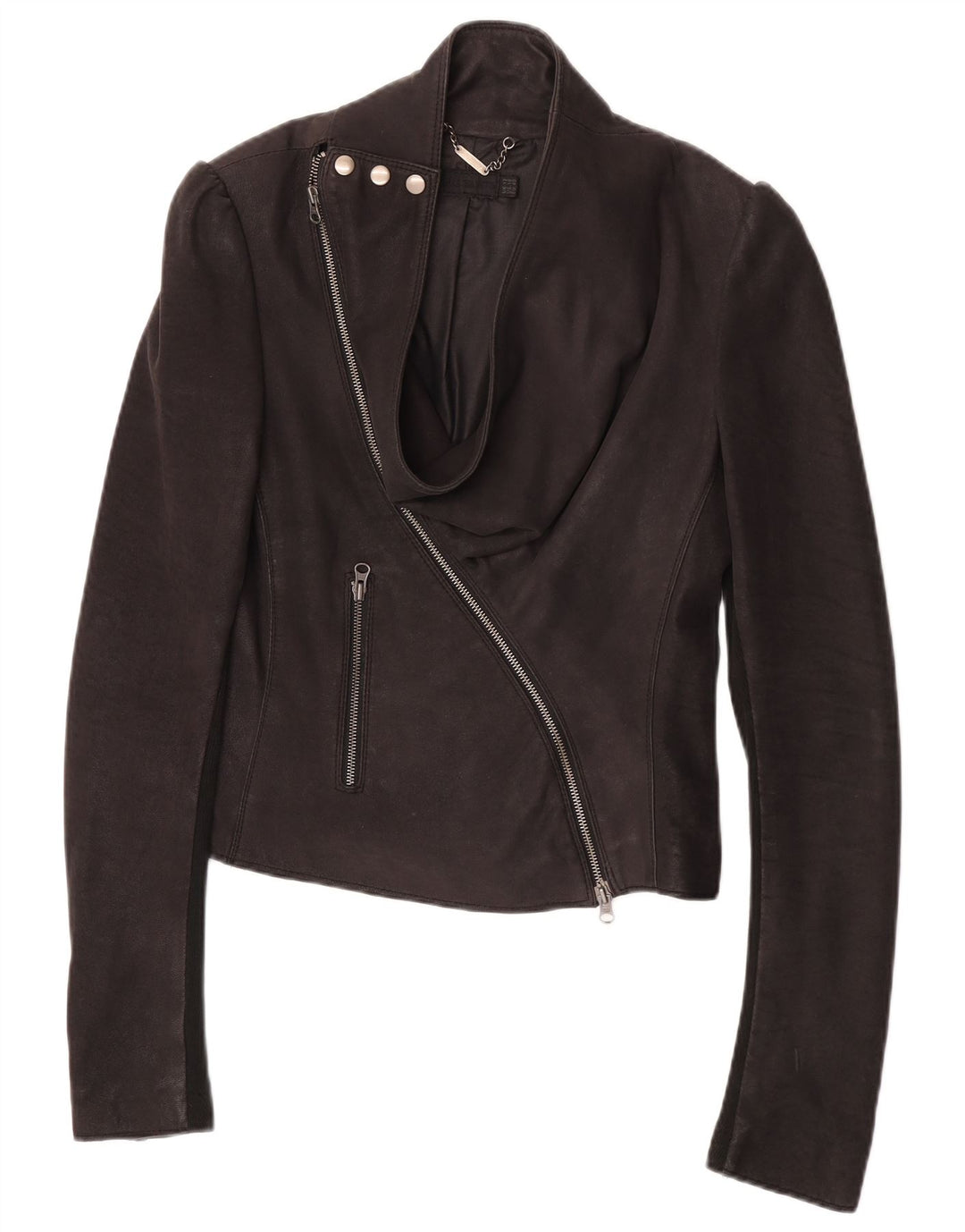 Giacca da corsa in pelle da donna All Saints UK 12 in pelle nera media