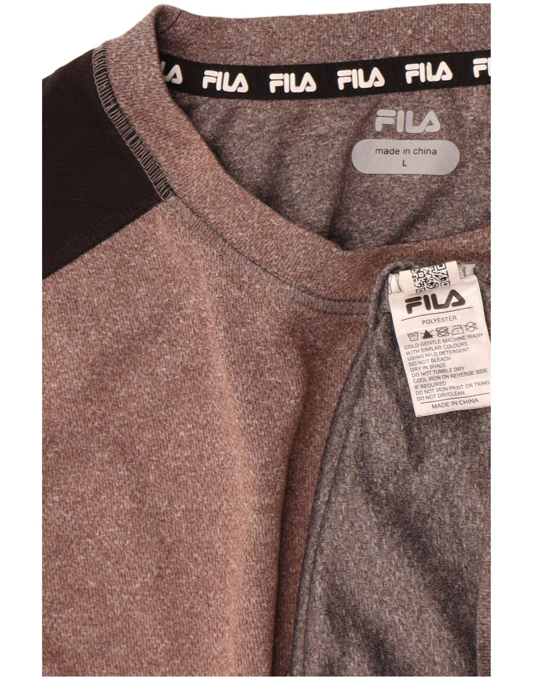 T-shirt da uomo Fila Top Large in poliestere color block marrone