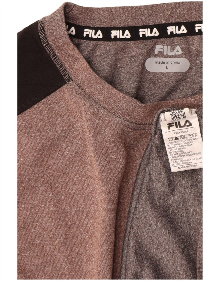 T-shirt da uomo Fila Top Large in poliestere color block marrone