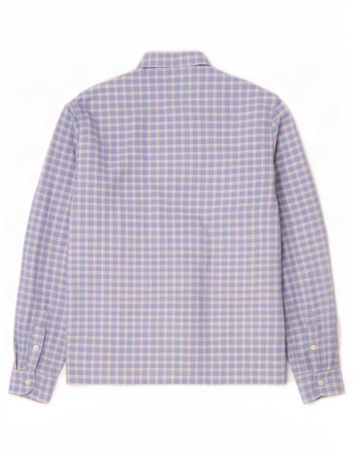 Camicia vintage da donna con volant sul davanti UK 16 grande quadretto blu