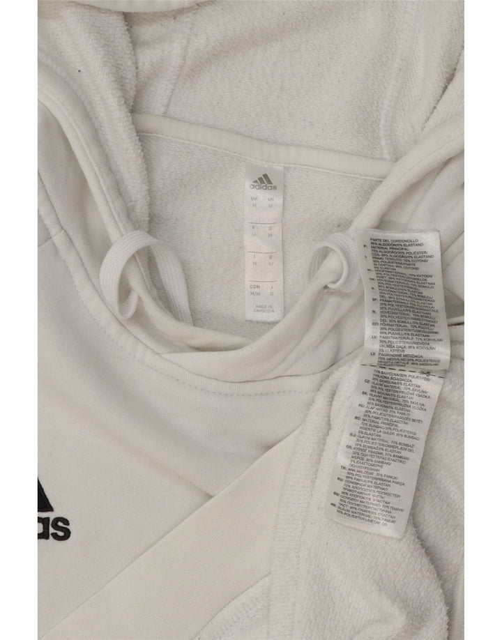 Felpa con cappuccio da uomo Adidas, cotone bianco medio